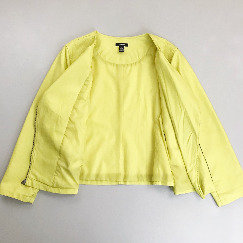 ALFANI Graphic Mood Faux Leather Moto Jacket XL Asymmetrical Zip Front Luxe Lime - Picture 5 of 7